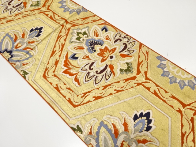 JAPANESE KIMONO / ANTIQUE FUKURO OBI / SILK / WOVEN KIKKO & FLORAL SARASA